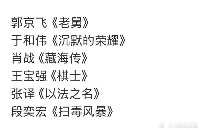 今年6月白玉兰视帝提名名单，大概率也会从昨晚电视剧盛典年度男演员（总台视帝）提名