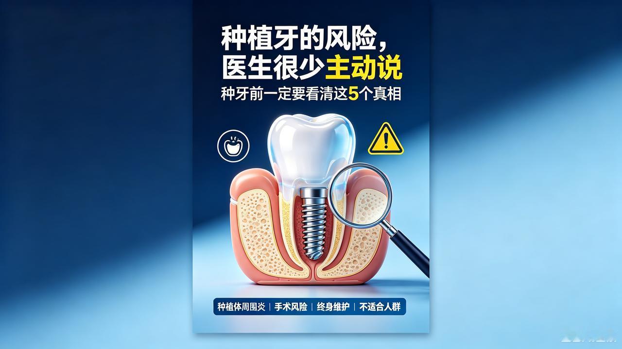 别再被忽悠！种植牙不是“终身不坏”，真实后遗症和风险，医生很少主动告诉你现