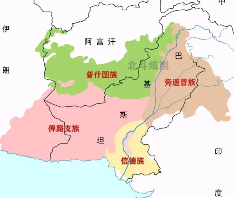 巴基斯坦民族构成1. 旁遮普族：是巴基斯坦最大的民族，主要分布在旁遮普省，占