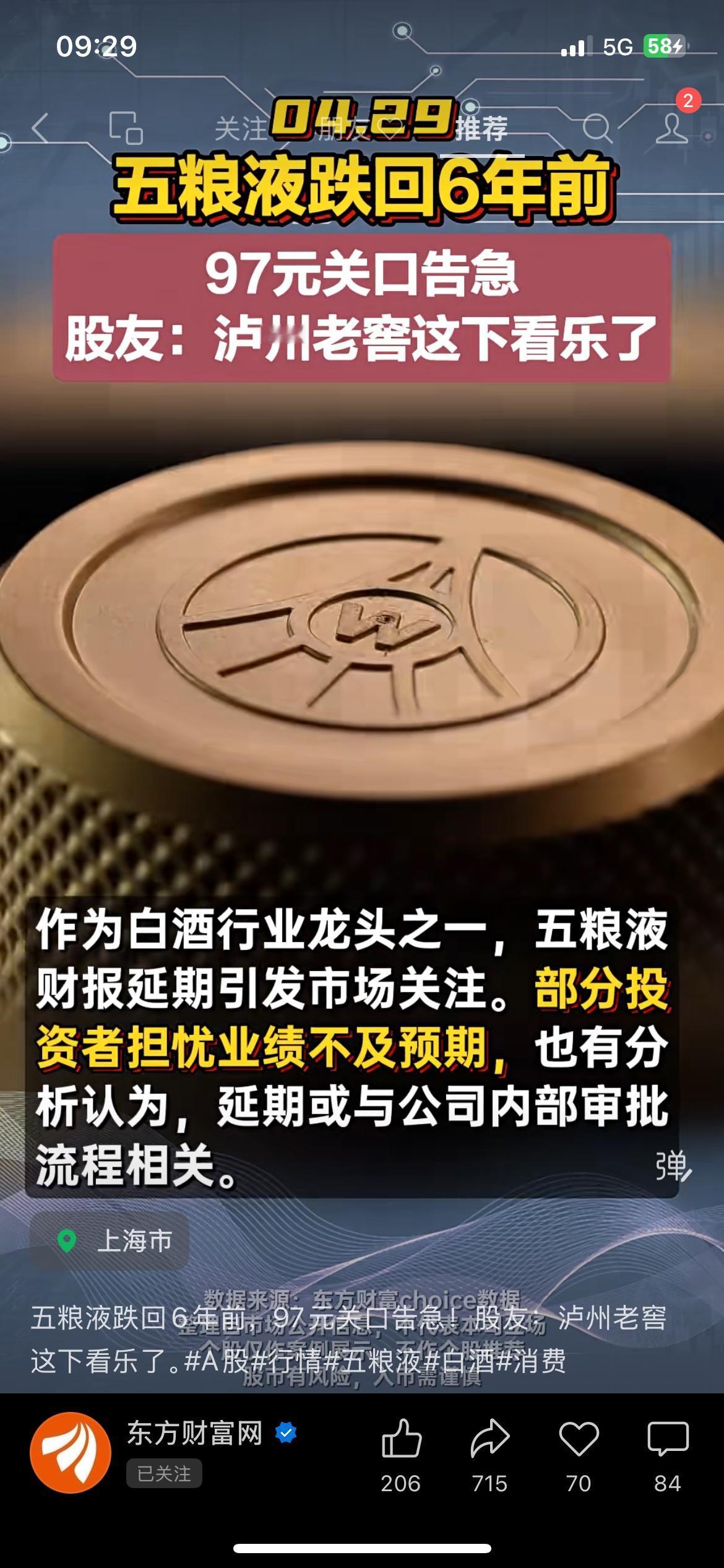 五粮液跌回六年前区间，消费赛道降温，白酒彻底回归理性白酒龙头五粮液，近期持续调
