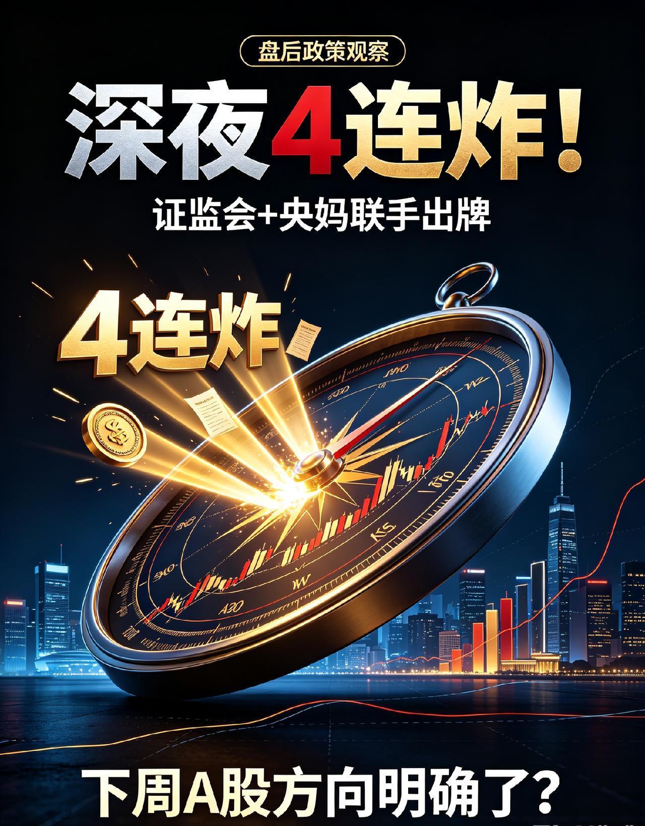深夜4连炸！证监会+央妈联手出牌，下周A股会迎来变化吗？风险提示：本文全部