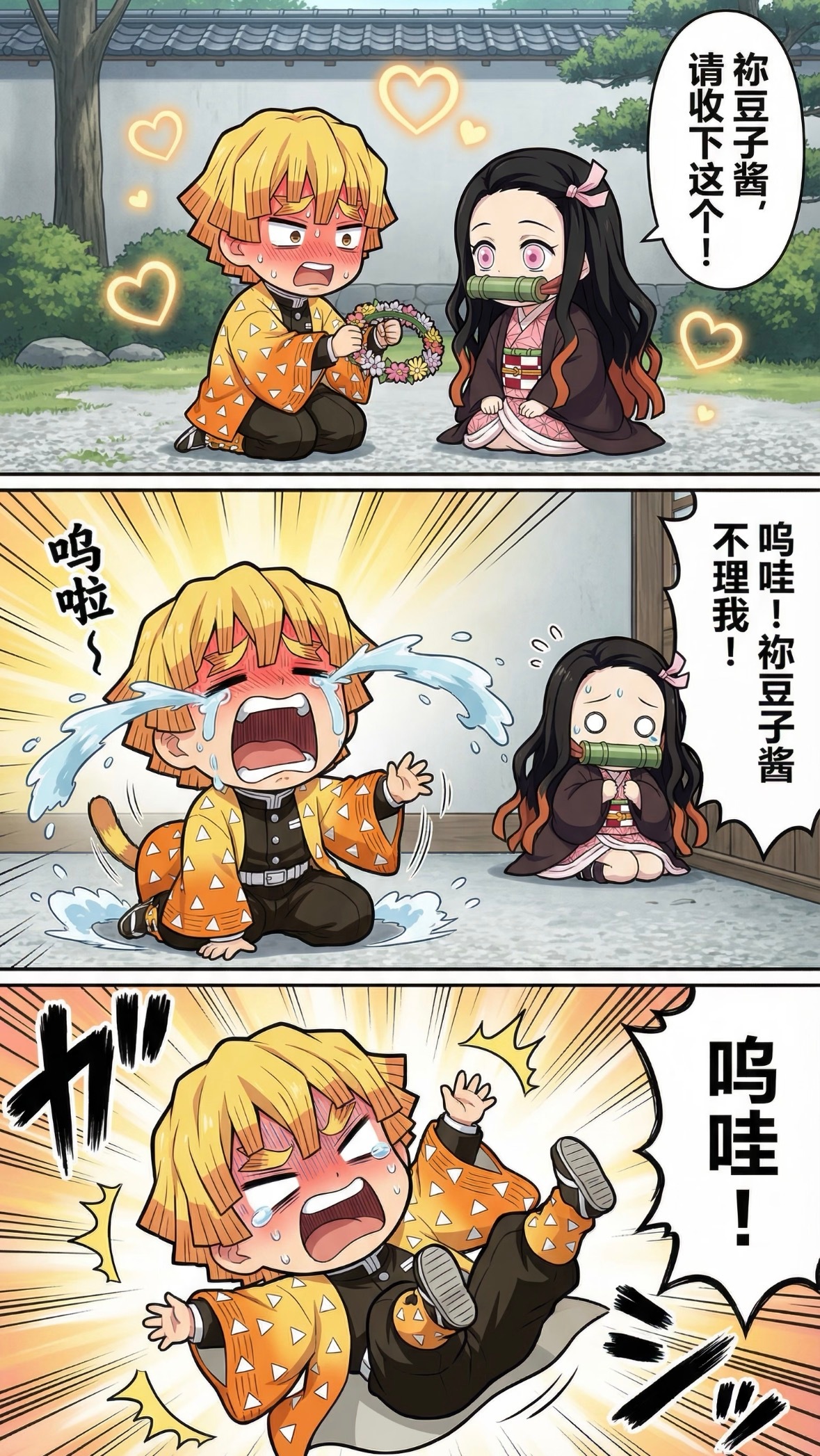 【鬼灭漫画】蝶屋大骚动——善逸又挨揍了善逸又在在蝶屋发癫了，喝了蝴蝶忍的一瓶子药