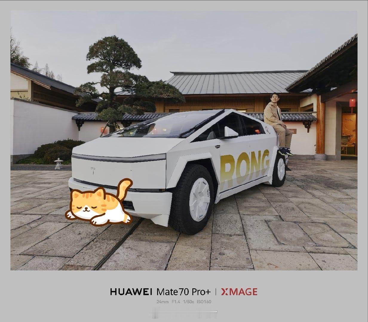 偶遇特斯拉cybertruck车主很NICE，说这个角度拍照好看，特地邀请我上