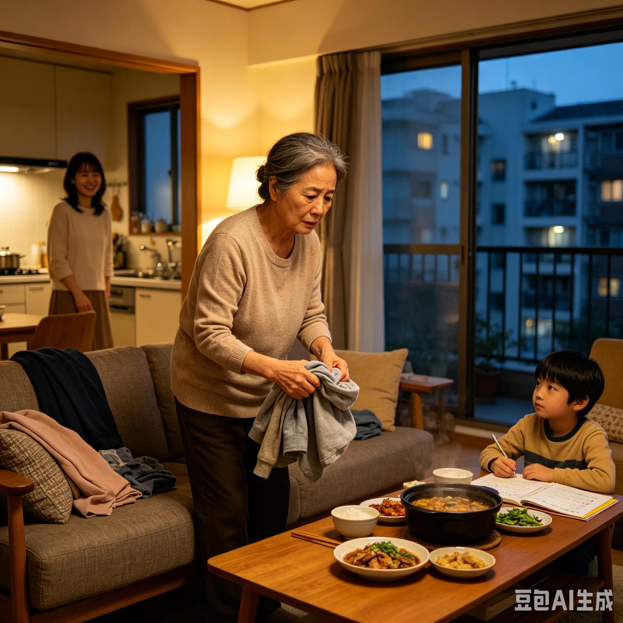 老太太在女儿家一住就是七年。外人看着特别体面，老太太勤快能干，包揽家里所有家务