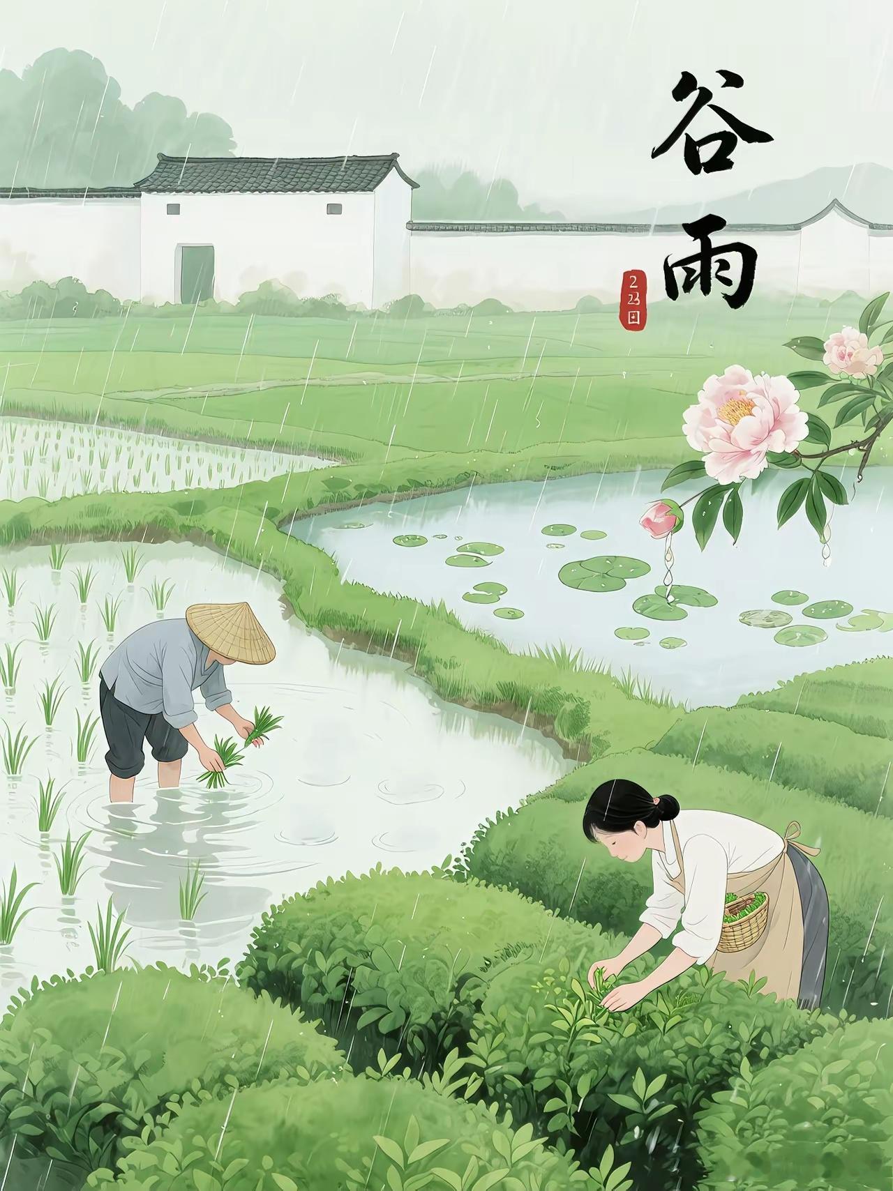 谷雨收尽春，夏意悄然生。雨润万物，也润人心；时节更迭，愿你身心安暖，诸事顺遂。