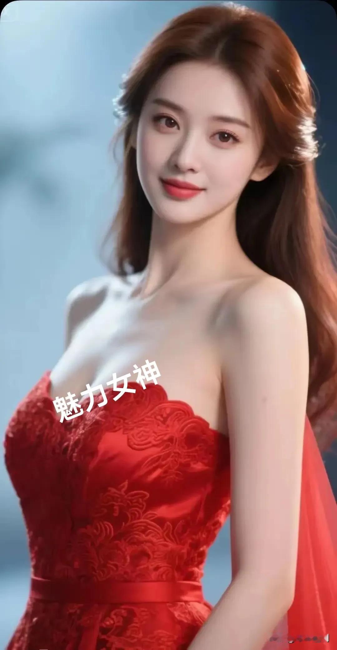 女人最美是气质还是最美的是善良?红纱裹着绣纹的艳，露肩的弧度碰碎柔光，发梢漫成