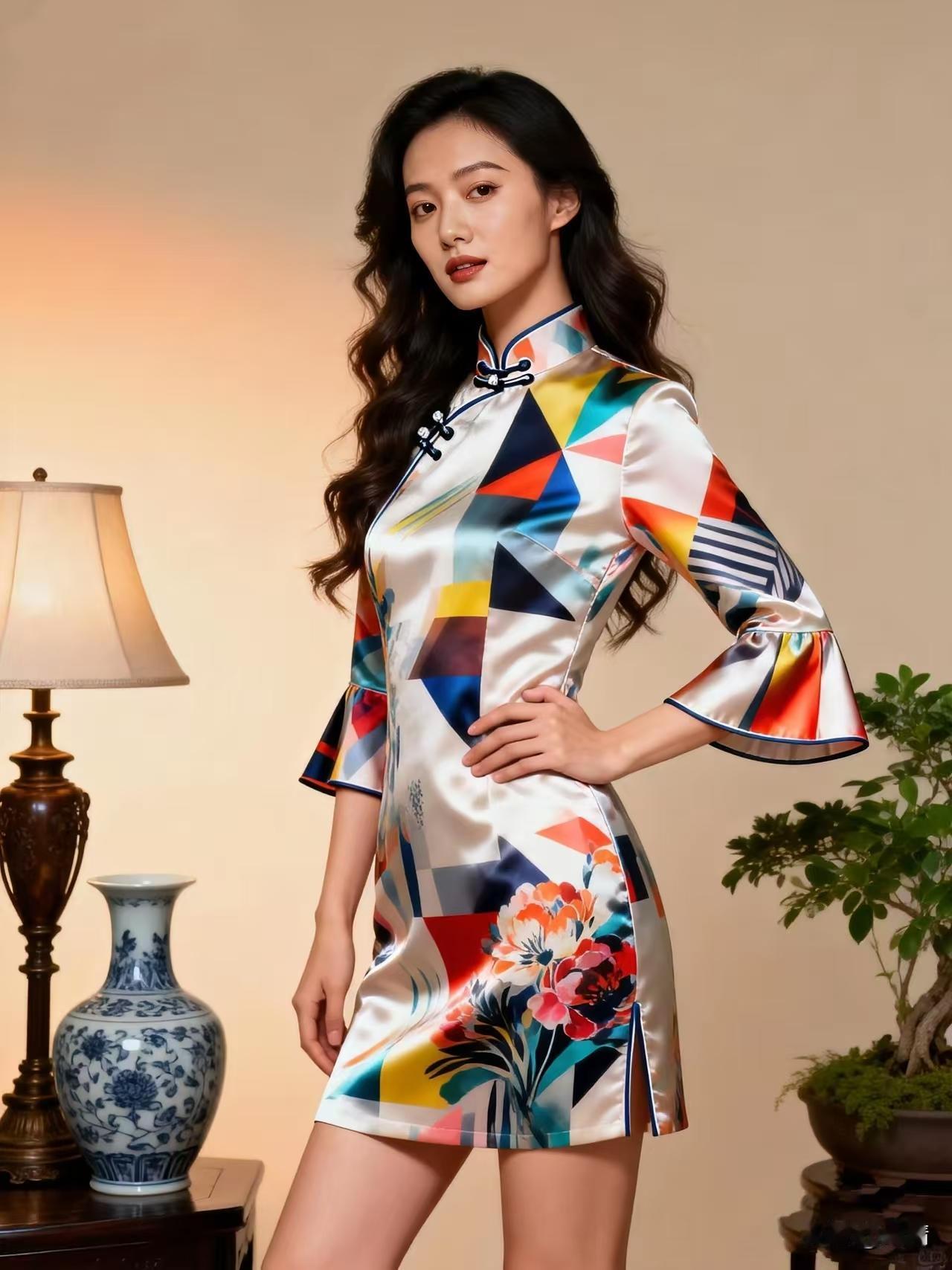 清江引·新中式旗袍旗袍古典新中妙，传统东方俏。盘扣韵悠长，开衩姿娴姣。