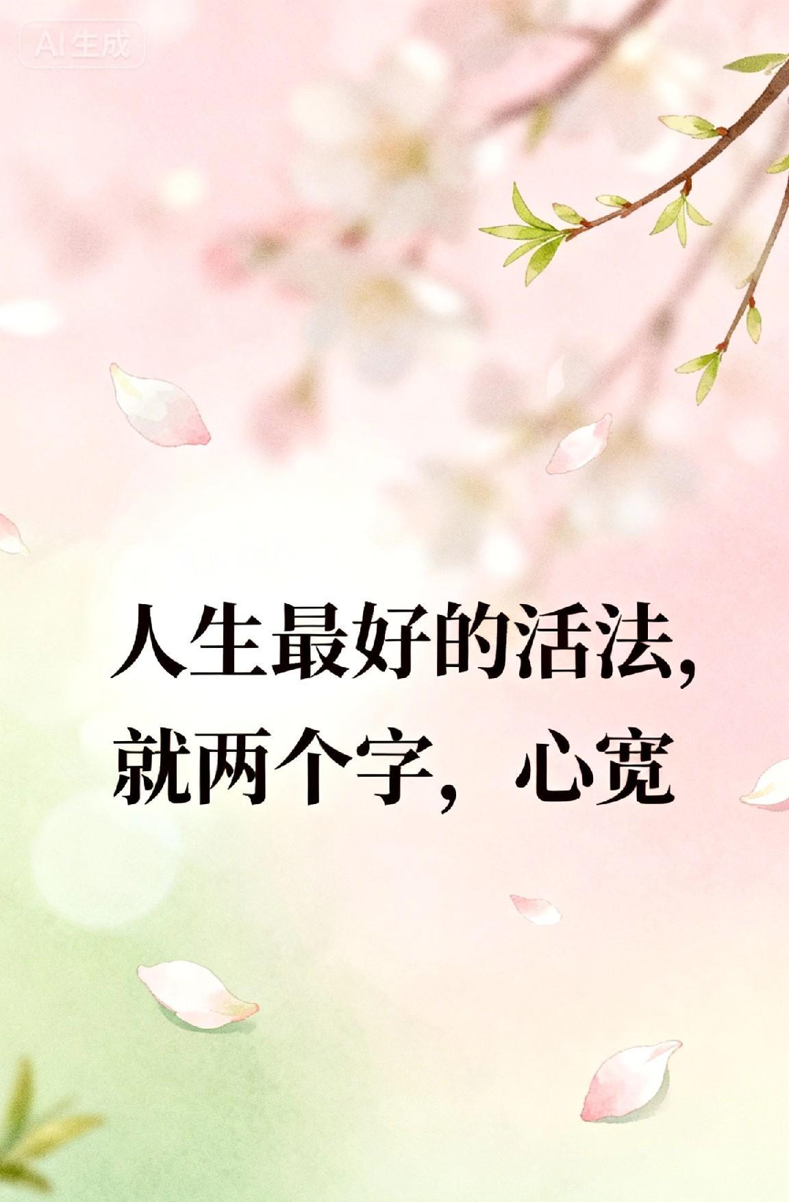 人生最好的活法，就两个字，心宽。中医讲“气郁则病，气顺则和”，却不知世间最好的