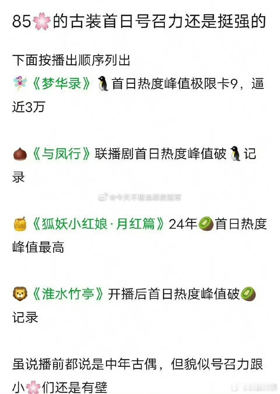 85花古装1.《梦华录》看了下，确实有cp感，虽然没看完…这部有点想到现实了，所