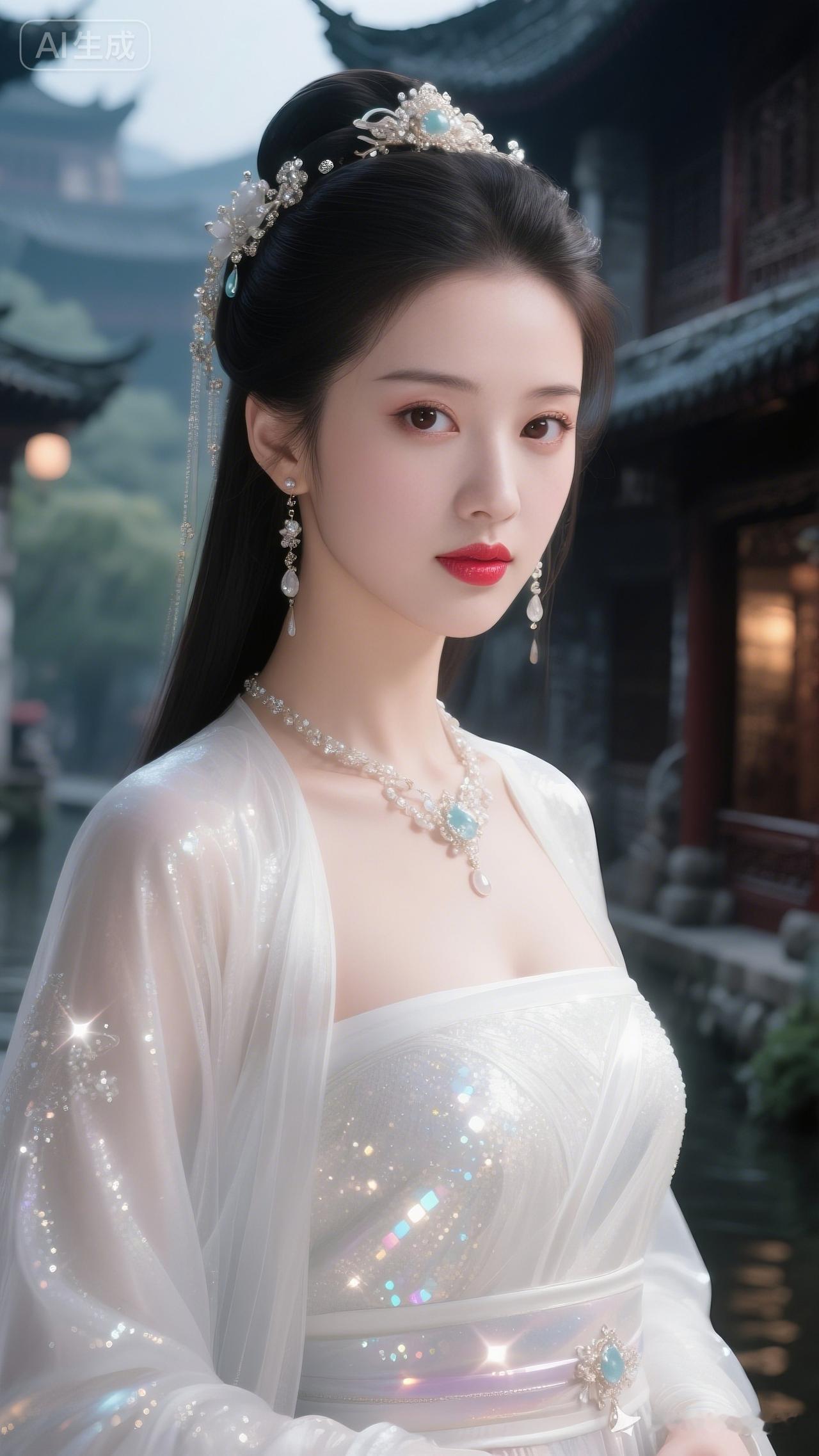 穿越时空的古典美人，惊艳了整个古镇。