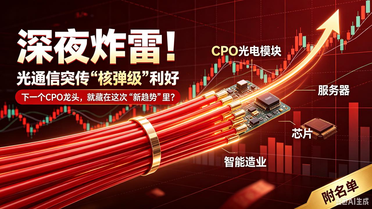 深夜炸雷！光通信突传“核弹级”利好，下一个CPO龙头，就藏在这次“新趋势”里？（