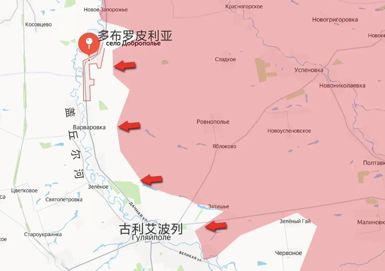 乌军的盖丘尔河防线要崩盘了，俄军东部集群昨天占领了古利艾波列以北约20平方公里的