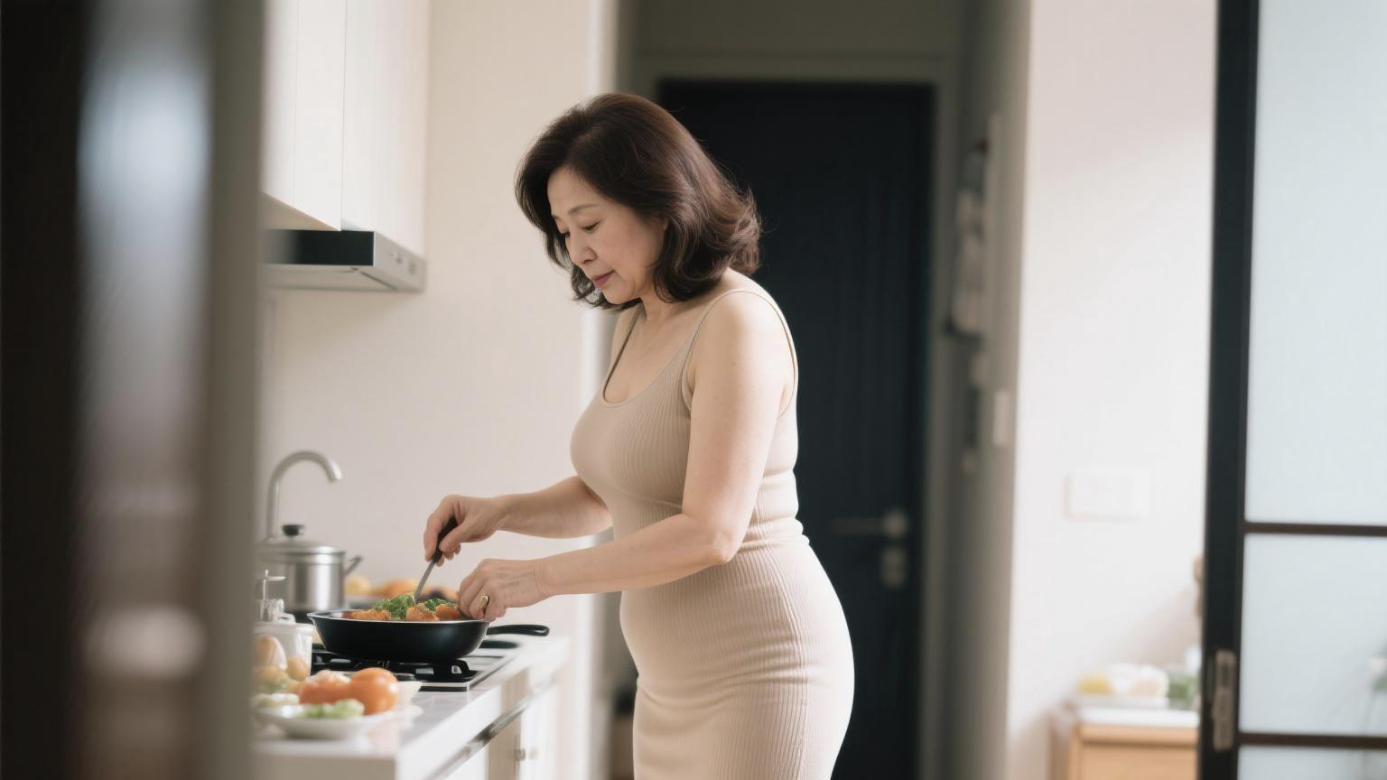 厨中佳人巧调羹,香气满堂暖如春