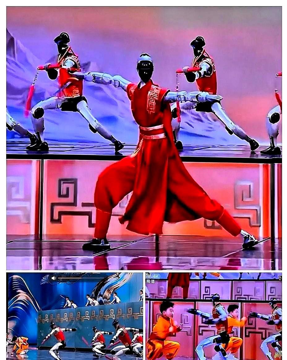 和塔沟武校冠军同台劈叉的，不是人。宇树那个G1机器人，就跟塔沟的小冠军们并