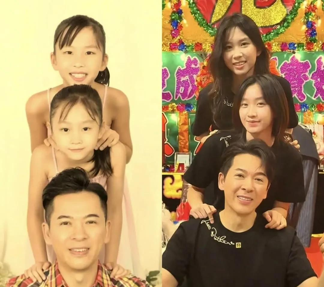 61岁中国香港TVB艺人郭政鸿晒父女合照，长相年轻像30岁！两个女儿亭亭玉立好漂