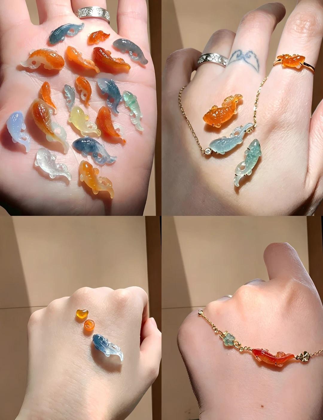 边角料设计的翡翠小金鱼，有人喜欢吗？翡翠翡翠挂件翡翠如意翡翠首饰翡翠雕