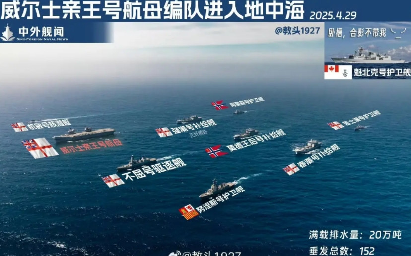 英国航母打头，20万吨强大舰队杀向亚太，号称要过台湾海峡曾经的日不落帝国又要