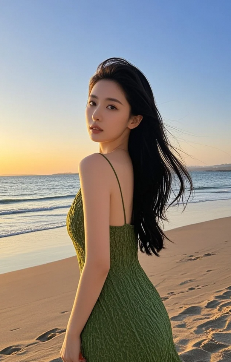 微笑迎海风，夏日海边的绝美瞬间