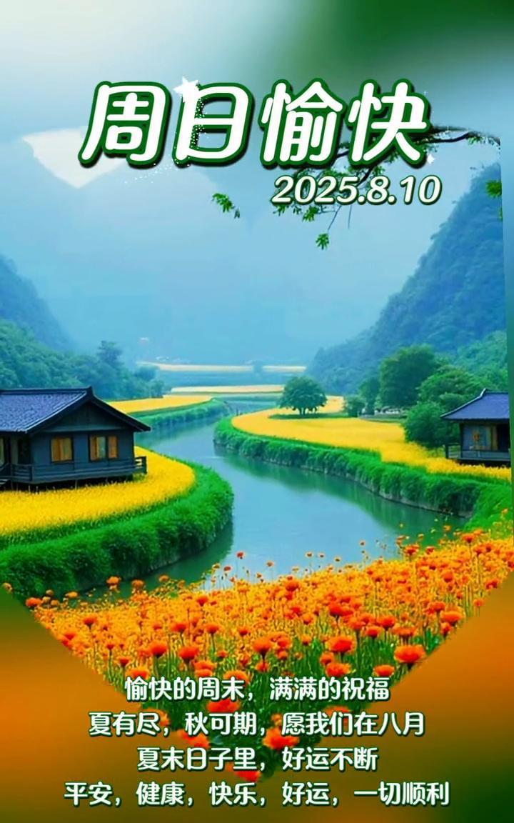 周日愉快。2025.8.10愉快的周末，满满的祝福。夏有尽，秋可期，愿我们在八