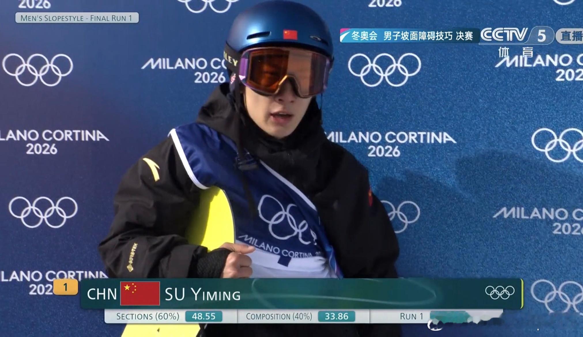 苏翊鸣第一滑82.41分🇨🇳苏翊鸣：82.41分苏翊鸣顺利完成决赛第一滑