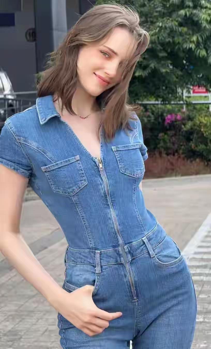 欧美超模玛丽·安贝尔牛仔套装写真