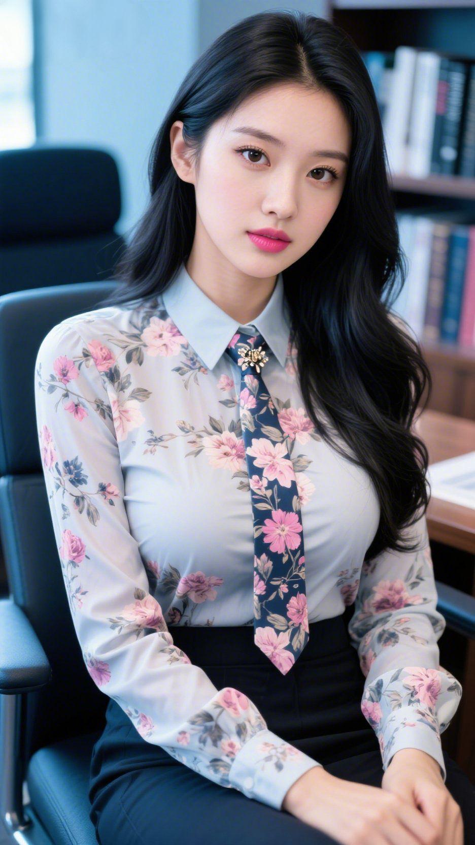 《花衫裹书香》浅衫铺着满幅花影，粉瓣与枝蔓轻落衣间，像把春日揉进案头日常。