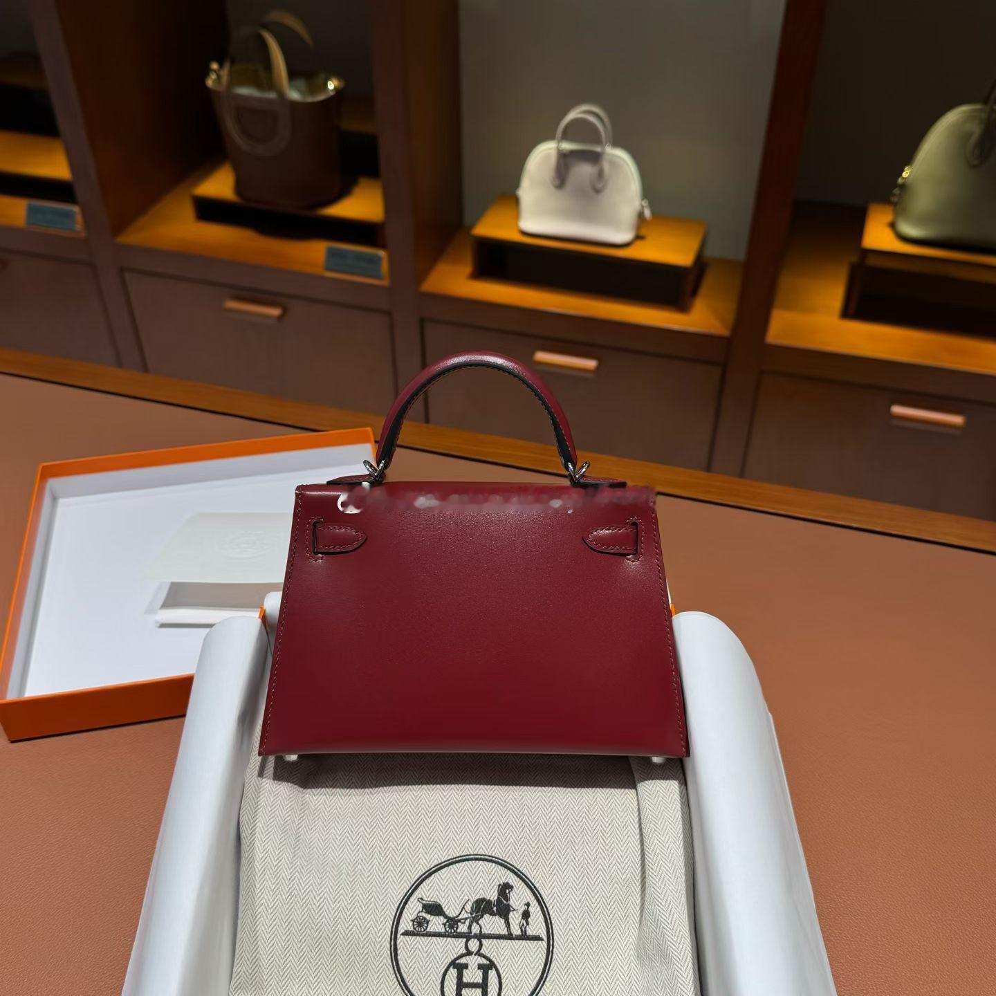 KellyMini二代Box皮55爱马仕红银扣爱马仕hermes