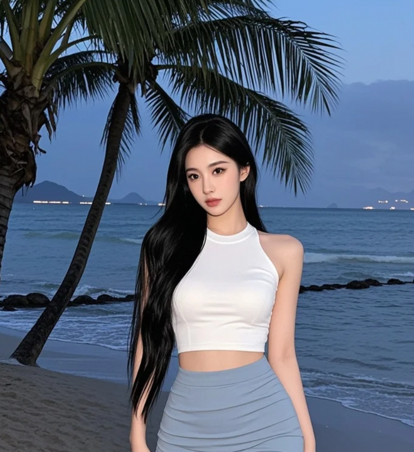 海风太懂浪漫，把裙摆吹成了花