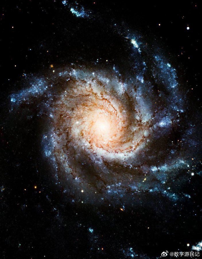 卷积星系（Messier101）宽度几乎是银河系的两倍，包含一万亿颗恒星，是一