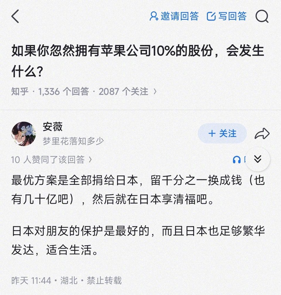 如果你忽然拥有苹果公司10%的股份，会发生什么？