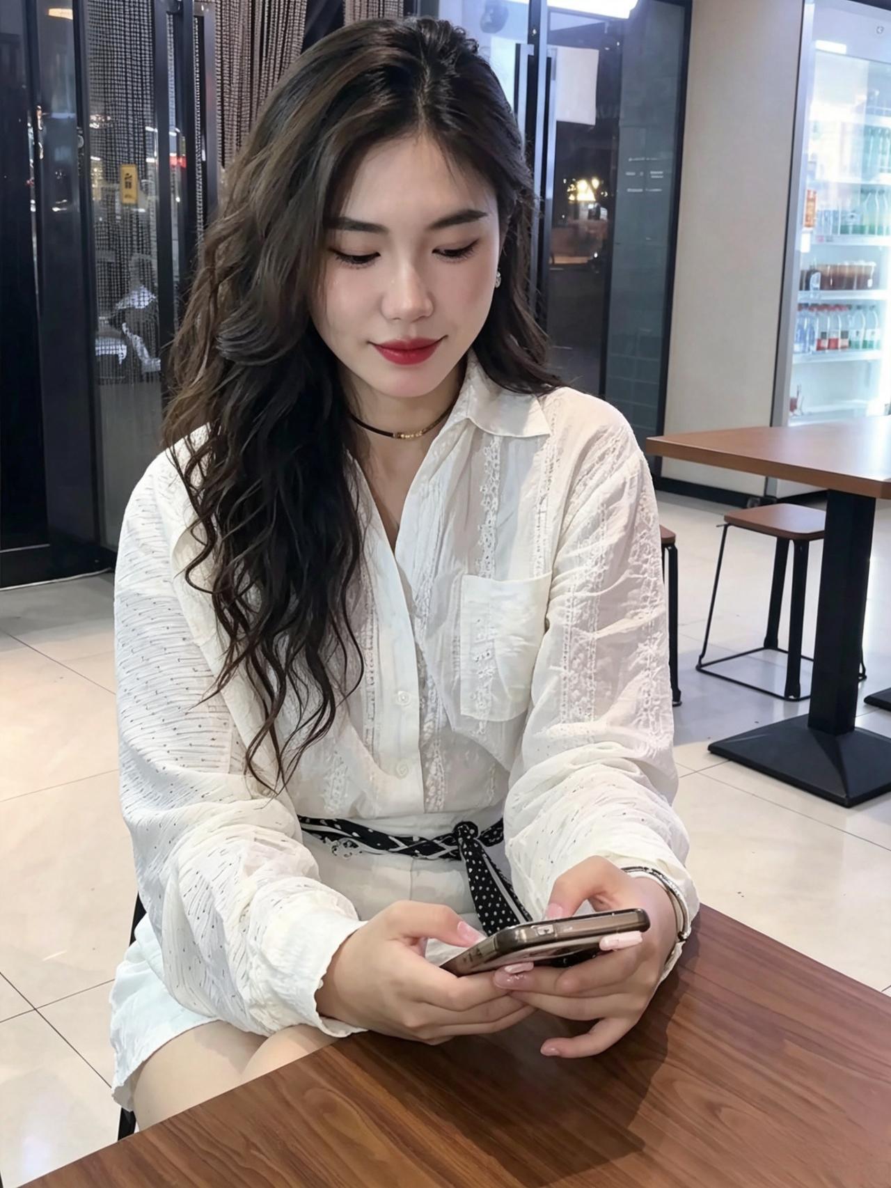 你披着一整片柔软的月光蓬松卷发，漫过肩头抬眼的刹那整个世界都安静下来…