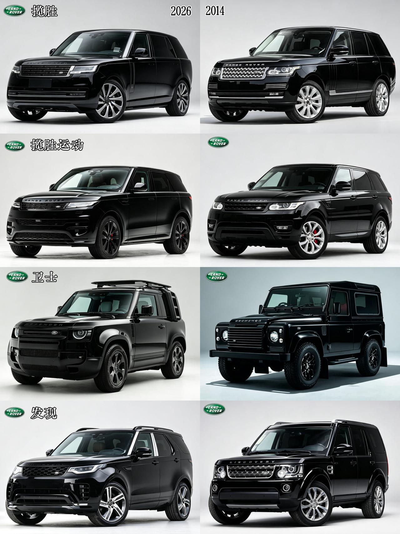 路虎2014VS2026四款车型的变化，你认为哪一款再进步呢？路虎路虎揽胜豪