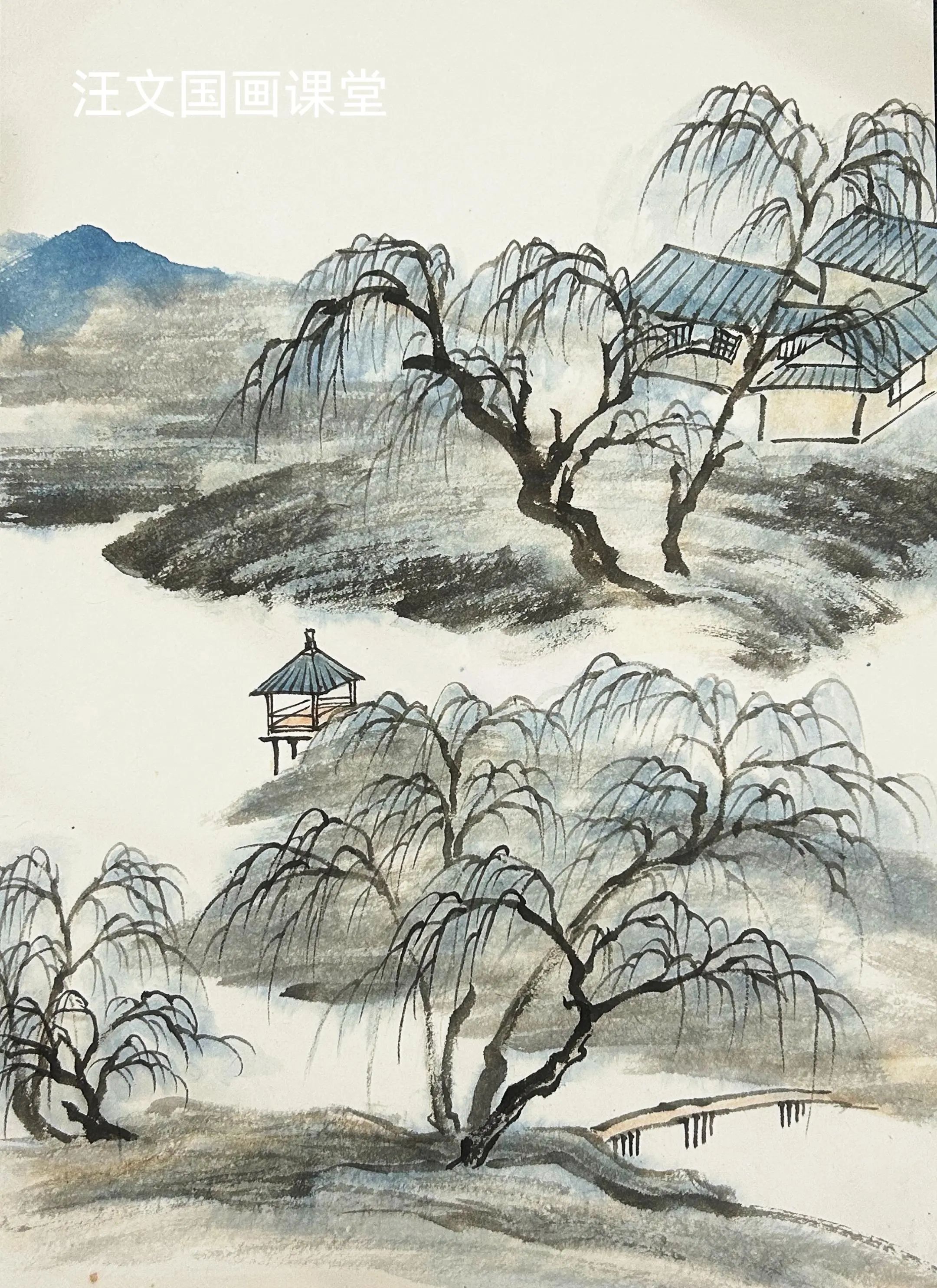 零基础学国画，清代山水画之（查士标）