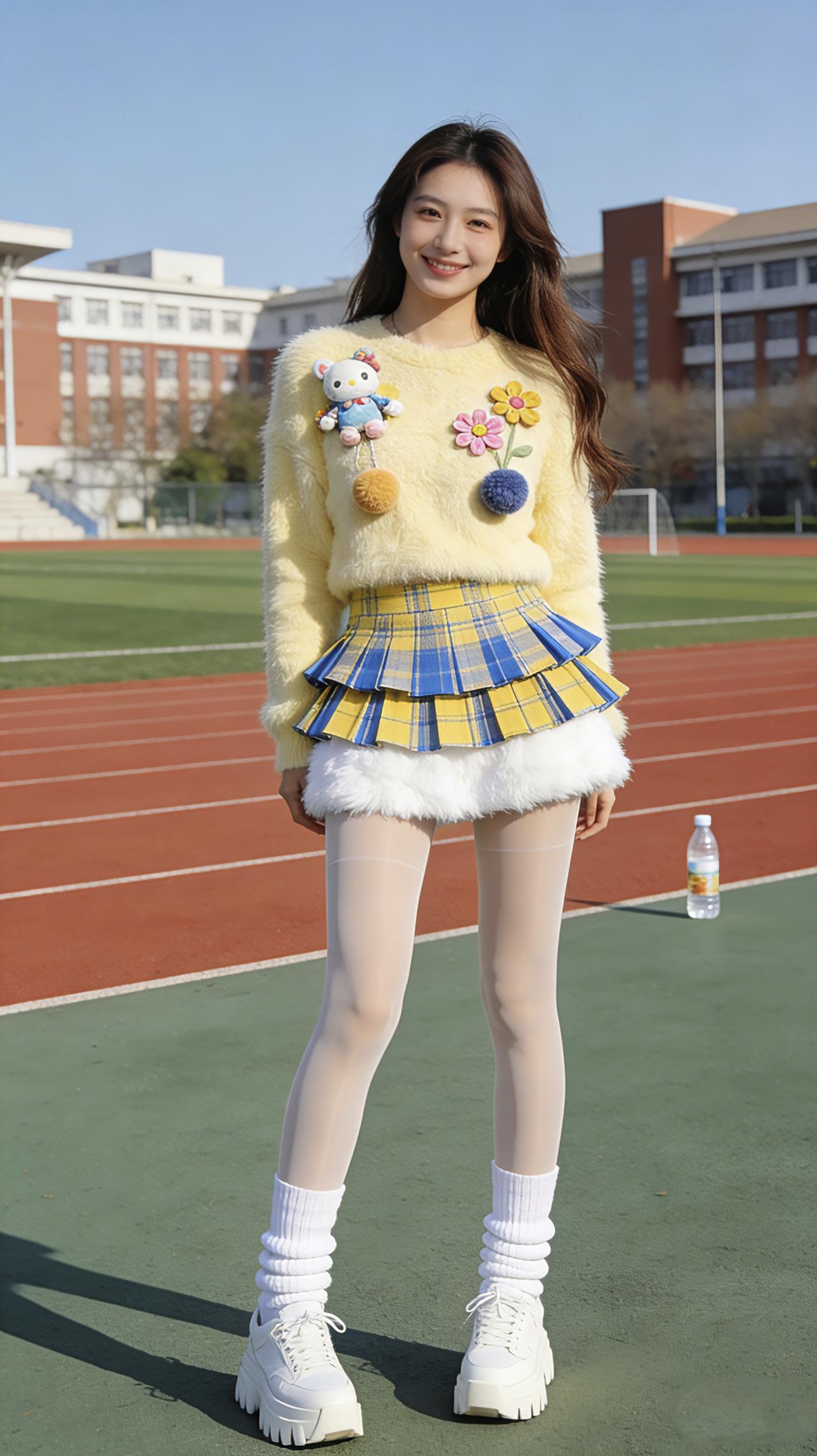 时光刚刚好，这身不显老。拍照姿势操场拍照校园回忆秋冬穿搭