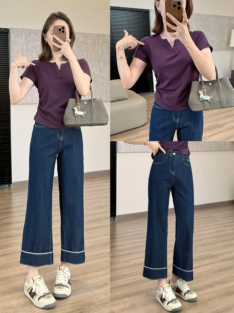 夏季休闲ootd🐘穿不腻的九分牛仔裤～🍒