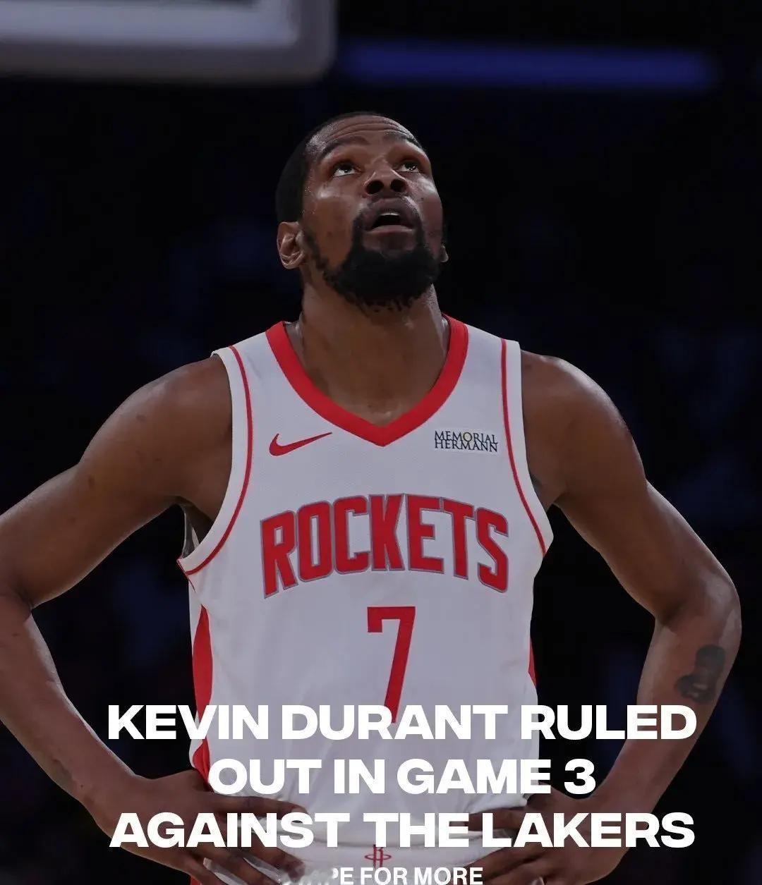 不打了！正式宣布退赛！杜兰特第2次受伤倒下你看火箭这出戏，简直像在看...