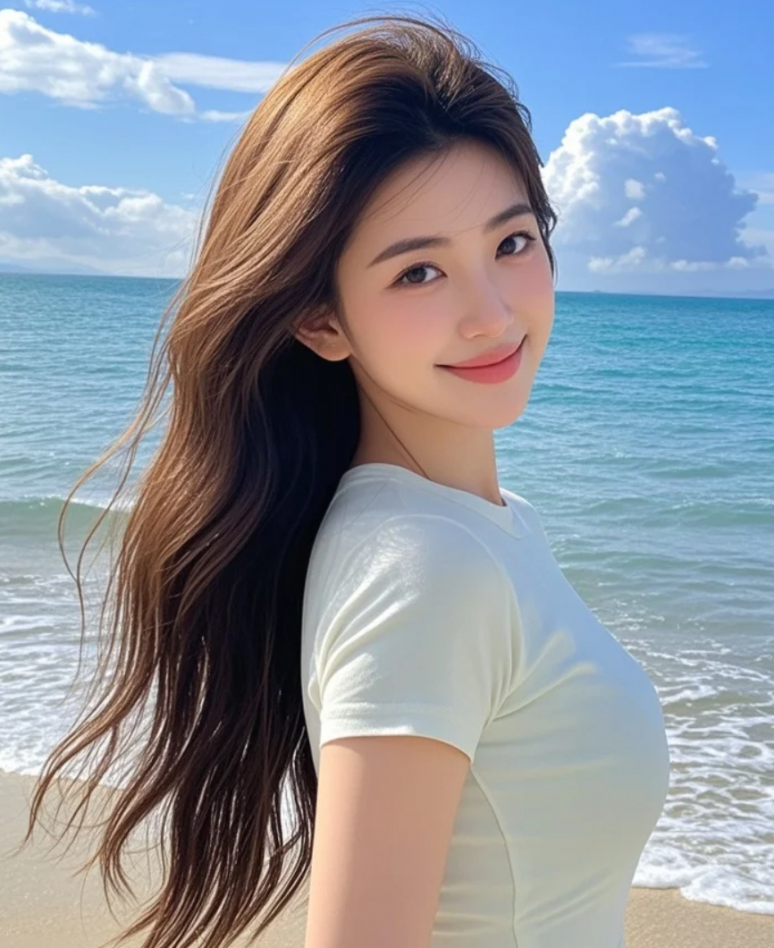 今天的自拍来自美丽的海滩，希望你也在这里享受这美好一天！