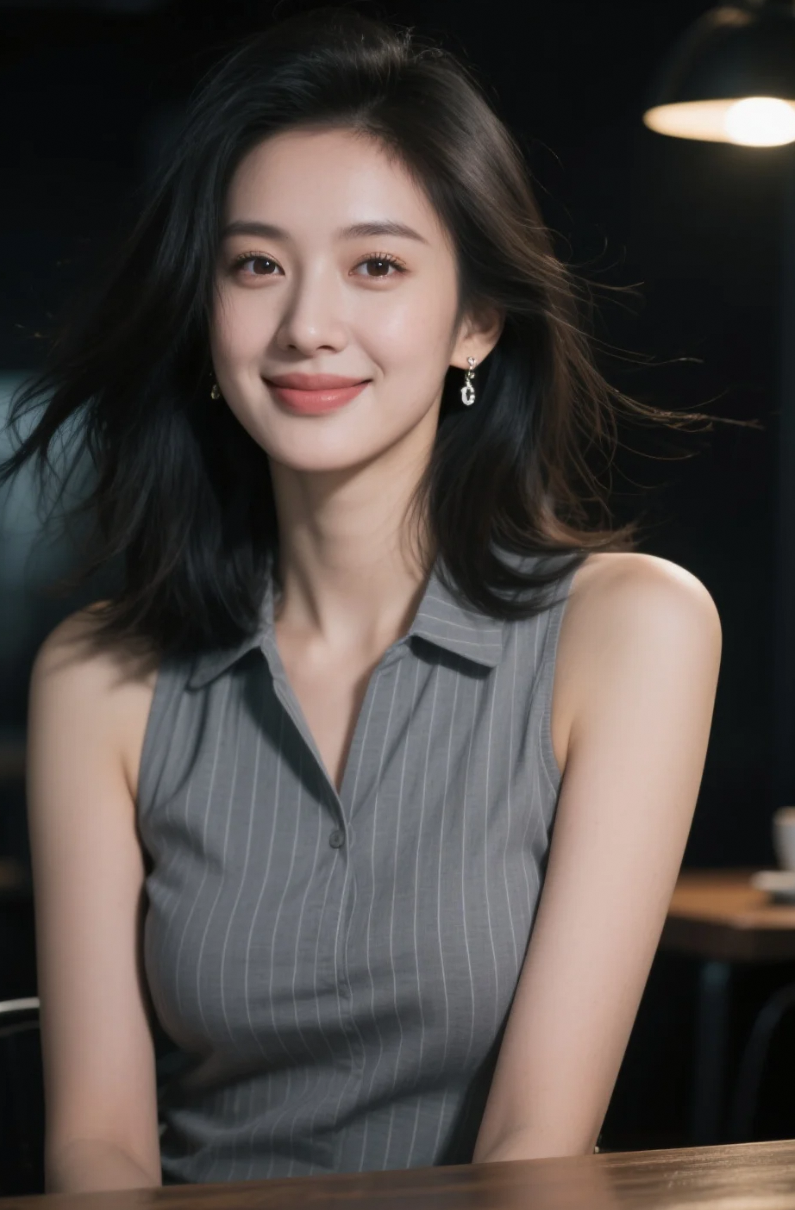 咖啡厅的女神，散发着致命吸引力