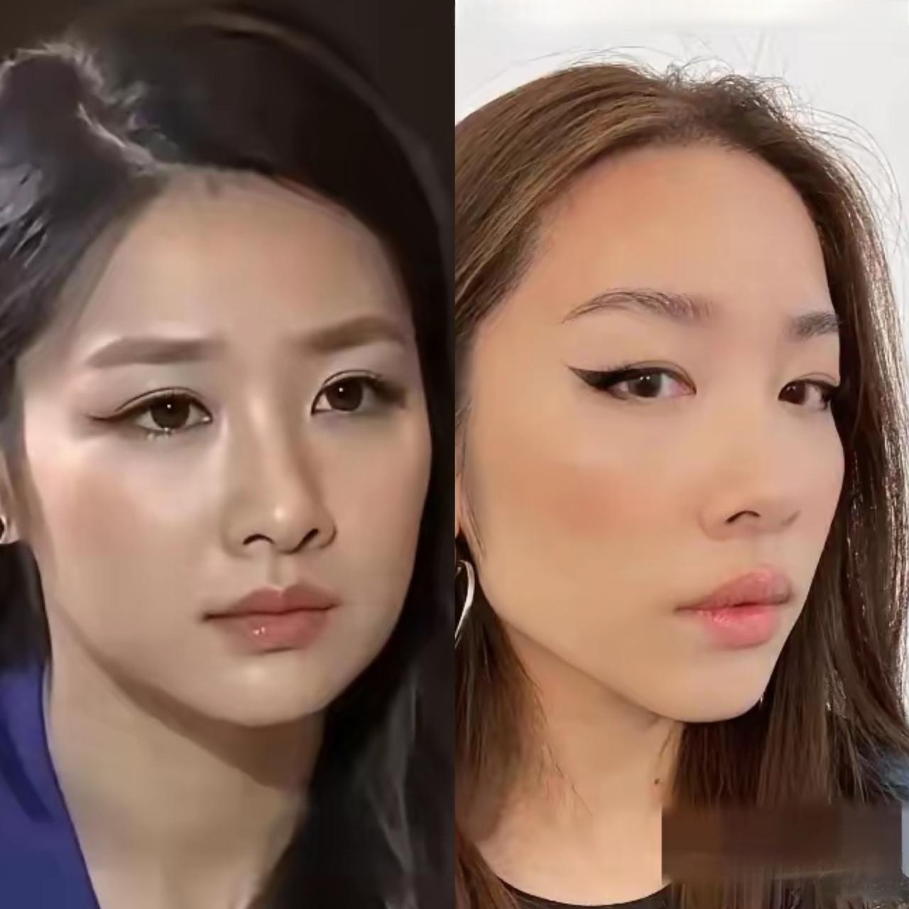 左边是央视主持人，右边是出国一年后的前央视主持人李斯璇。想不到吧，这两张脸是同一