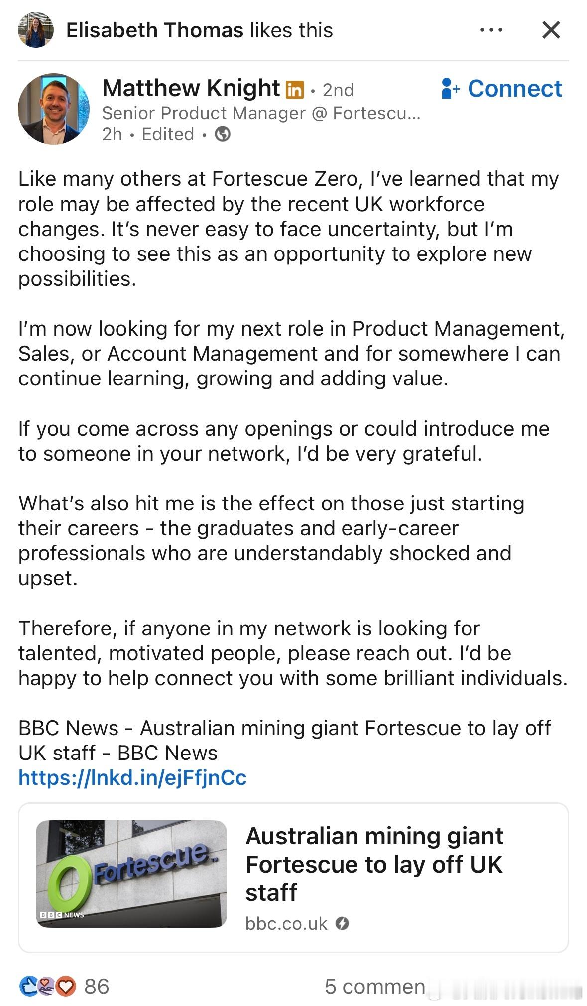 《FortescueZero英国工厂裁员，生产搬到中国》澳大利亚矿业巨头Fo