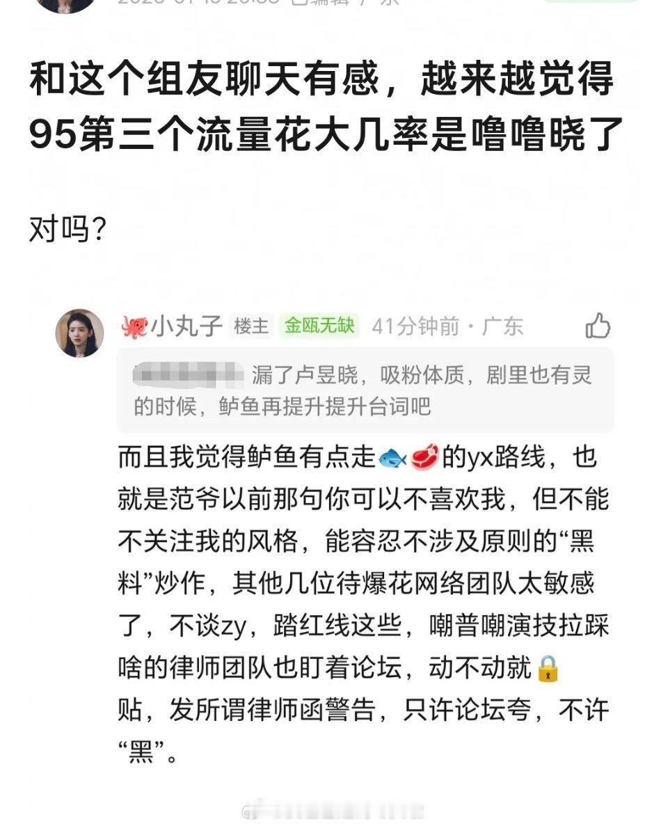 李涛，95花第三个流量花大概率就是卢昱晓了？从2023年《云之羽》女二爆红之后，