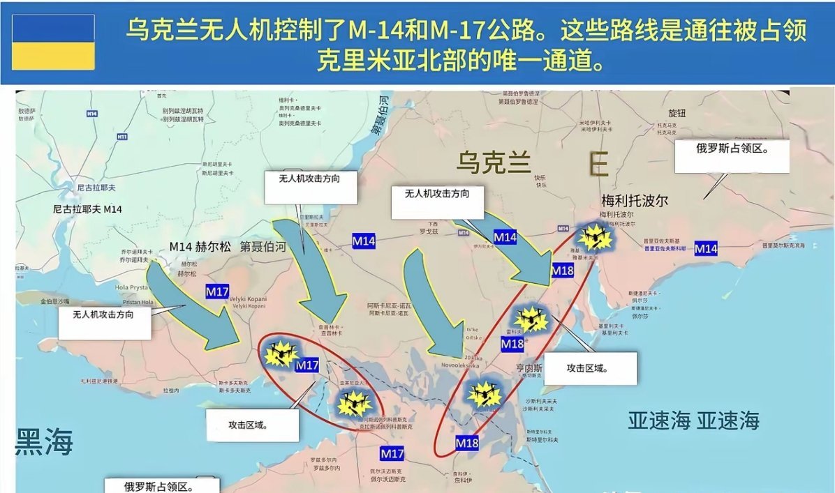 俄军在扎波罗热与赫尔松的后勤补给已经完全中断。进入克里米亚的两条主要陆路通道也被