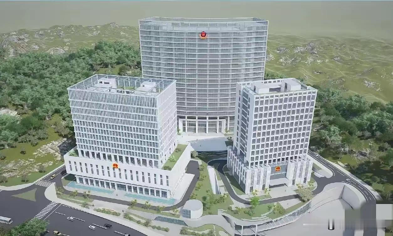 据说是深圳龙华区公检法办公办案大楼，在深圳寸土寸金的用地背景下，公检法三家在一块