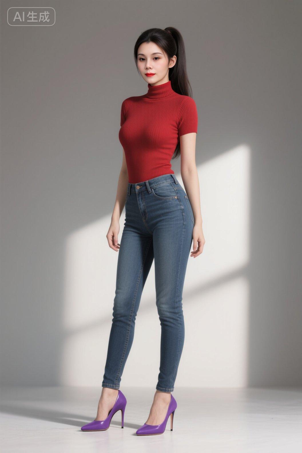 紧身牛仔裤al生成抖出你的小蛮腰气质女神范