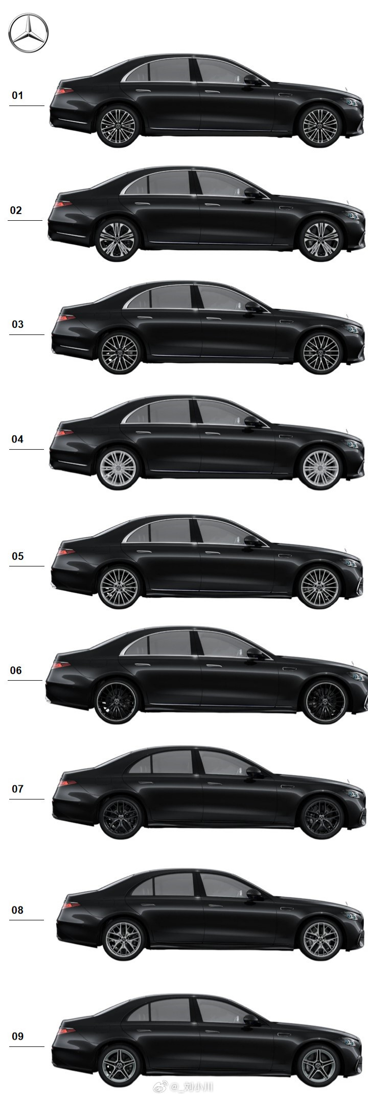 新款奔驰S级轮毂造型【选轮毂】新款奔驰S级，黑色涂装，大家说配哪双鞋子最好看