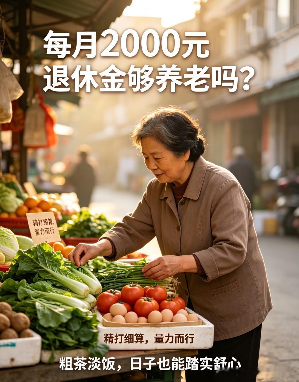 我认为够。每月2000元退休金虽然不多，但我认为用于日常生活，不乱花钱还是够