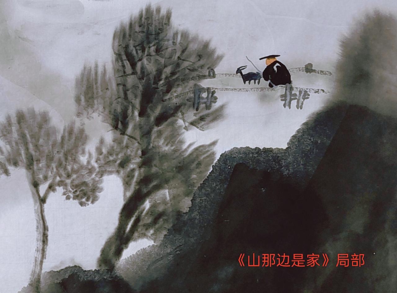 这幅纯水墨的山水画小品，我尝试弱化浓重的墨色，多用了些淡墨渲染。画山石的时候，笔