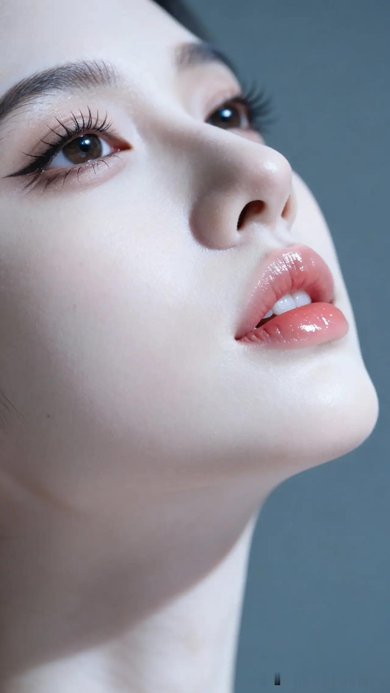 温柔甜美的侧颜，精致的妆容，完美无瑕的肌肤。