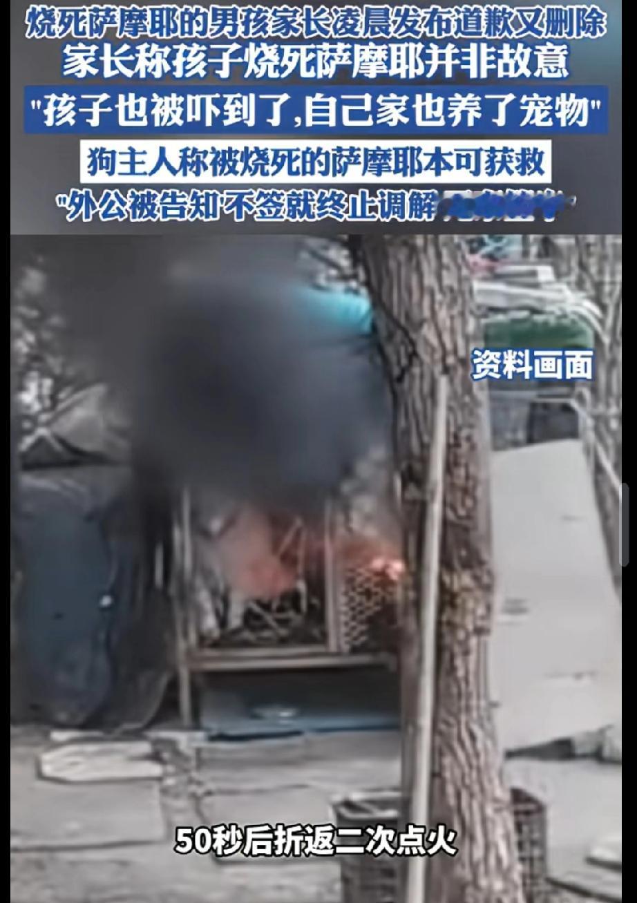 明明插销没锁，拉一下狗狗就能出来，偏偏这两个熊孩子看着狗狗活活烧死。真是人性