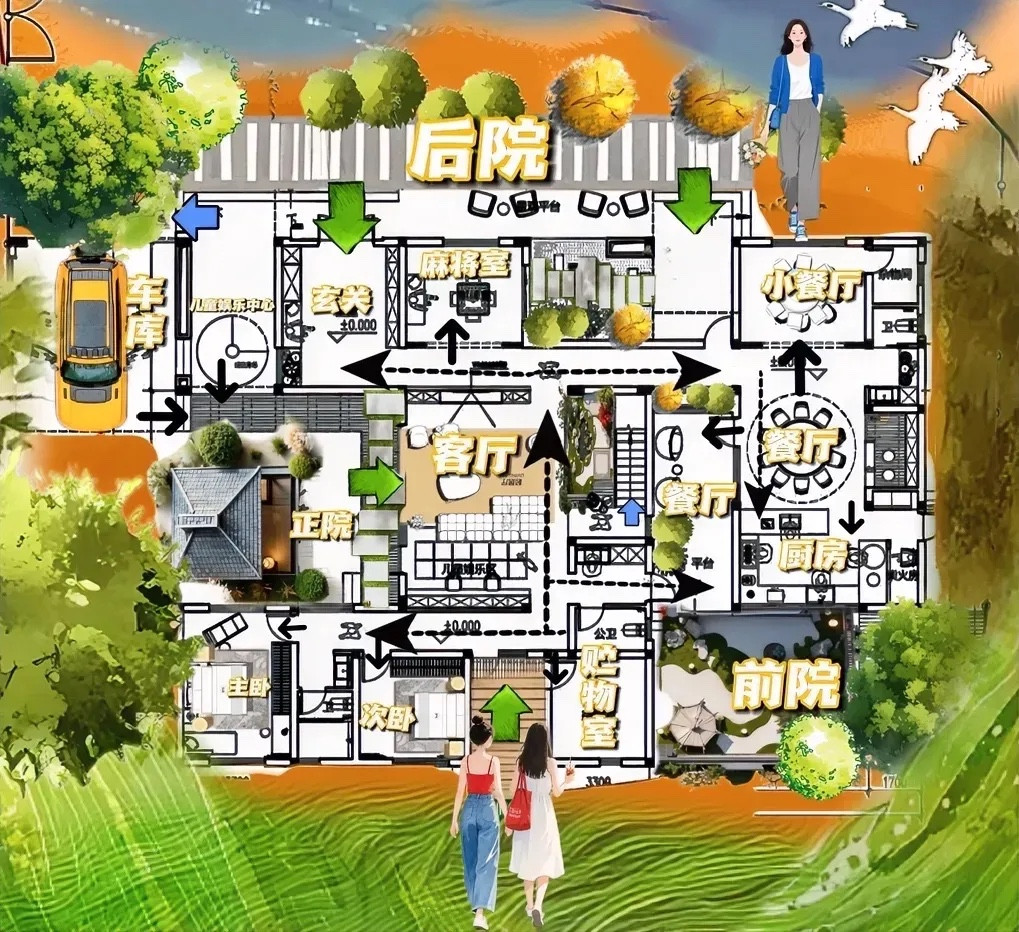 多巴胺滤镜，一把搞定650㎡自建房，一进惊艳，二进隐秘，三进烟火。